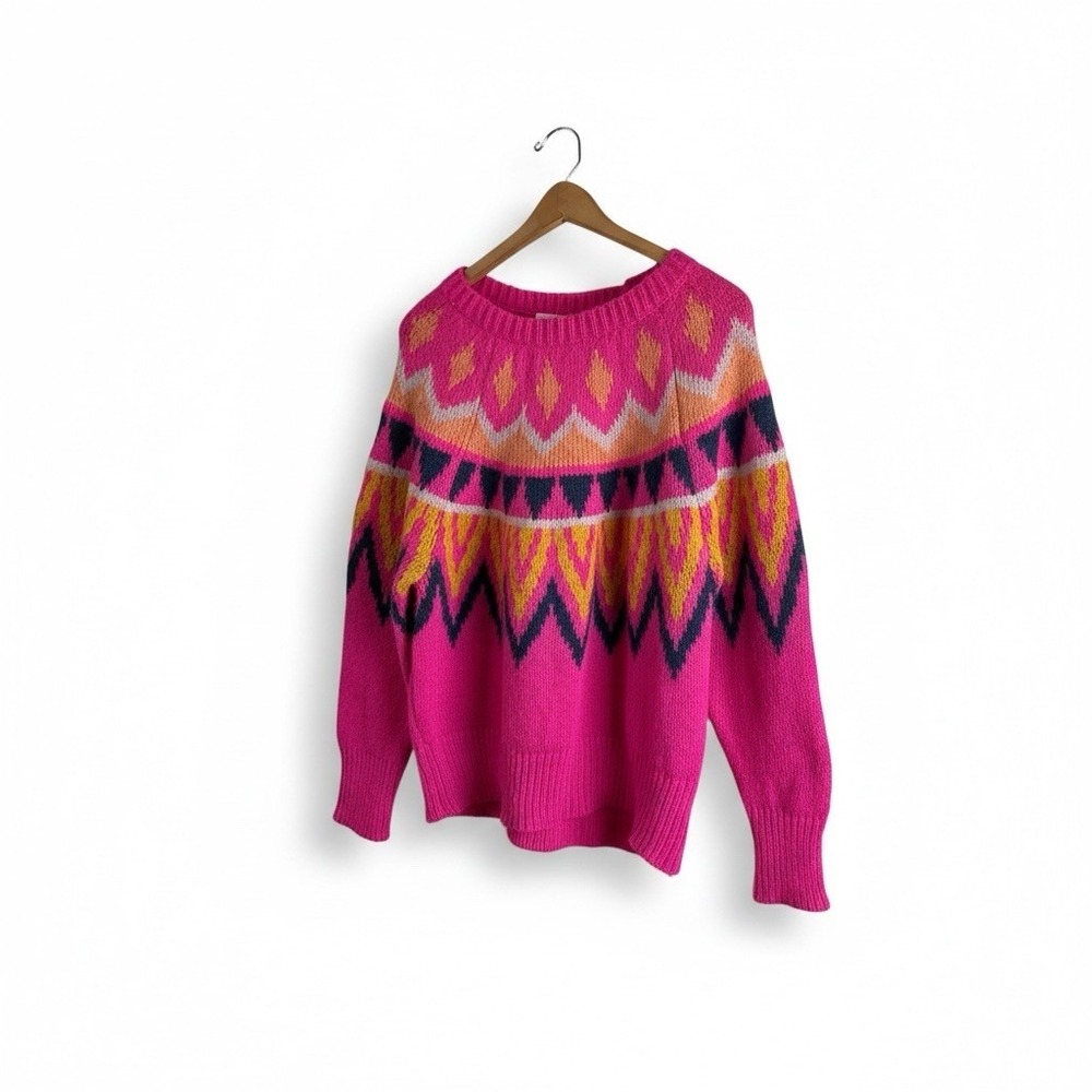 A New Day a hot pink Fair Isle or geometric-patterned sweater Sz XL - Picture 3 of 12